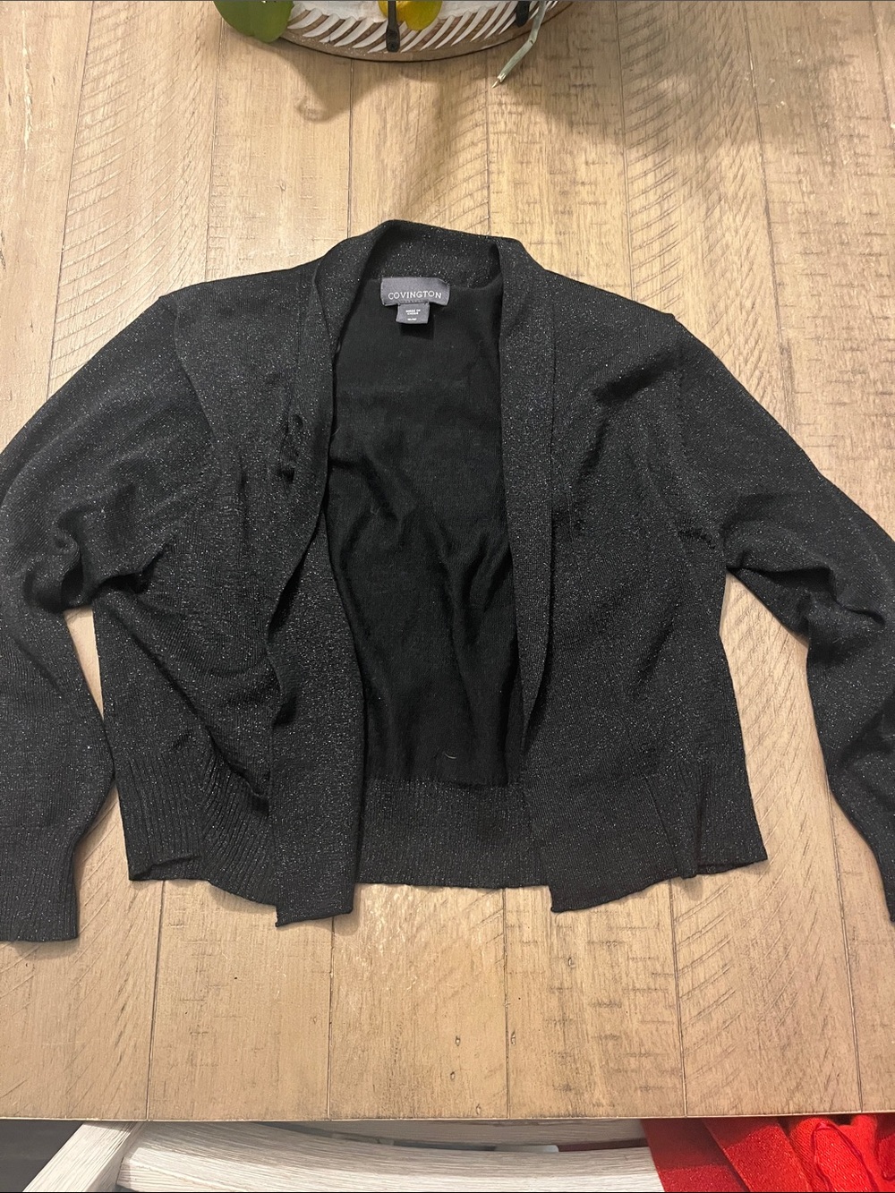 Covington Black Sparkle Open-Front Cardigan